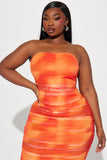 Rana Ruched Midi Dress - Orange