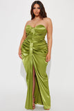 Rebeka Satin Maxi Dress - Green