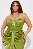Rebeka Satin Maxi Dress - Green