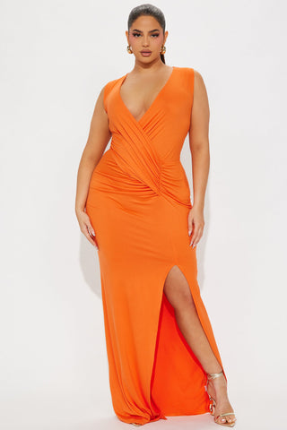 Bahama Ruched Maxi Dress - Orange