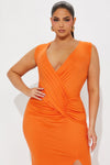 Bahama Ruched Maxi Dress - Orange