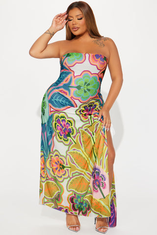 Cecilia Floral Mesh Maxi Dress - Multi Color
