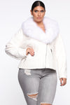 Elsa Faux Leather Jacket - White