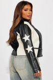 Superstar Faux Leather Jacket - Black/White