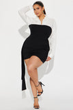Beverly Draped Mini Dress - Black/White