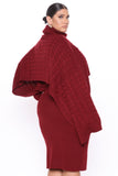 Another Day Midi Sweater Dress - Burgundy