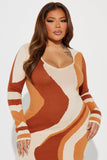 Aurora Sweater Maxi Dress - Rust/combo