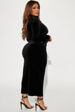 Katie Velvet Midi Dress - Black