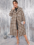 Plus Houndstooth Double Button Coat