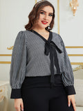 Plus Gingham Print Knot Front Blouse