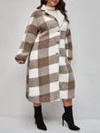 Plus Buffalo Plaid Print Hooded Flannel Coat
