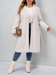 Plus Lapel Neck Single Button Belted Overcoat