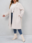 Plus Lapel Neck Single Button Belted Overcoat