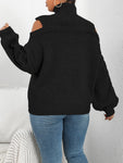 Privé Plus Cold Shoulder Cable Knit Sweater