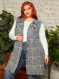 FIT Plus Houndstooth Raw Trim Vest Overcoat Without Top