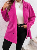 Plus Lapel Neck Double Breasted Teddy Coat