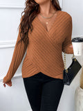 Plus Crossover Ribbed Knit Tee