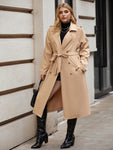 Frenchy Plus Double Breasted Belted Trench Coat