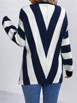 Essnce Plus Colorblock Drop Shoulder Pointelle Knit Sweater