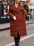 LUNE Plus Waterfall Collar Belted Down Coat