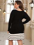 Plus Striped Pattern Sweater Dress