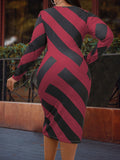 SXY Plus Striped Print Bodycon Dress