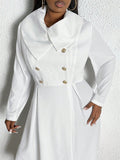Slayr Ladies' Plus Size Large Lapel Double-breasted Trench Coat