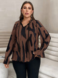 Privé Plus Size Belted Pleated Blouse