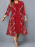 Essnce Plus Size Women'S Printing 2 In 1 Dress