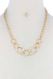 Rhinestone Oval Shape Linked Necklace